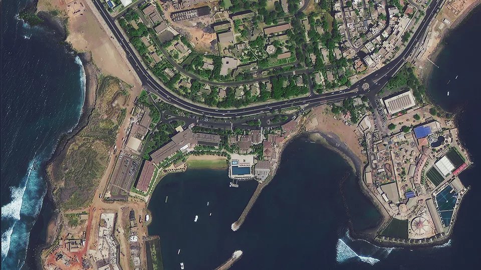 EO satellite imagery of coastal city